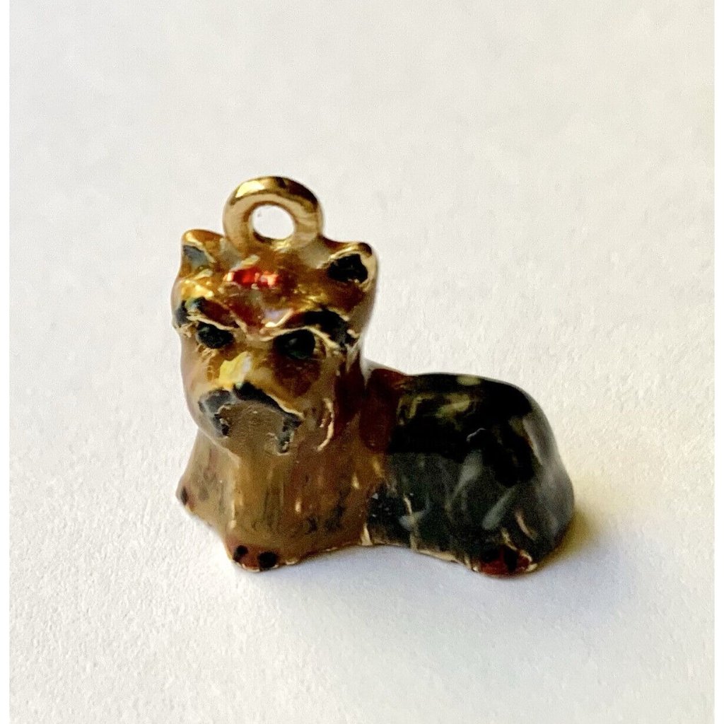 Erwin Pearl Yorkshire Terrier Enamel Adorable Pooch Small Pendant Charm 35$